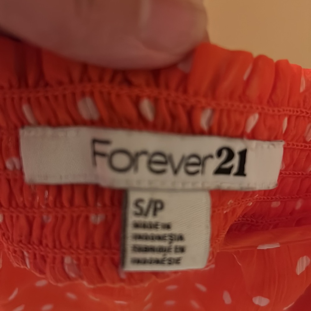 Forever 21 orange and white polka dots ruffle top - Picture 3 of 6